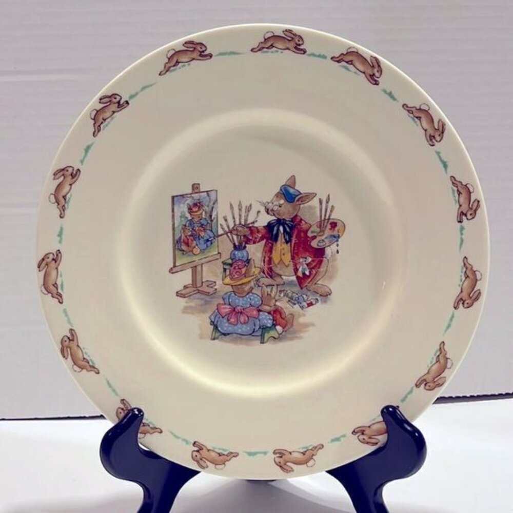 Vintage 1936 Royal Doulton Bunnykins Plate Picnic By Lake Fine Bone China